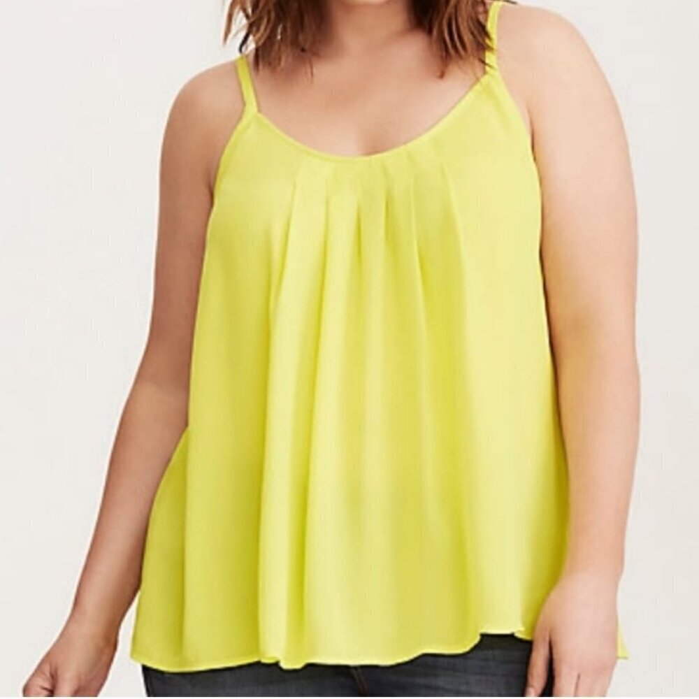 Torrid Neon Yellow Chiffon Pleated Cami NWT Size 3